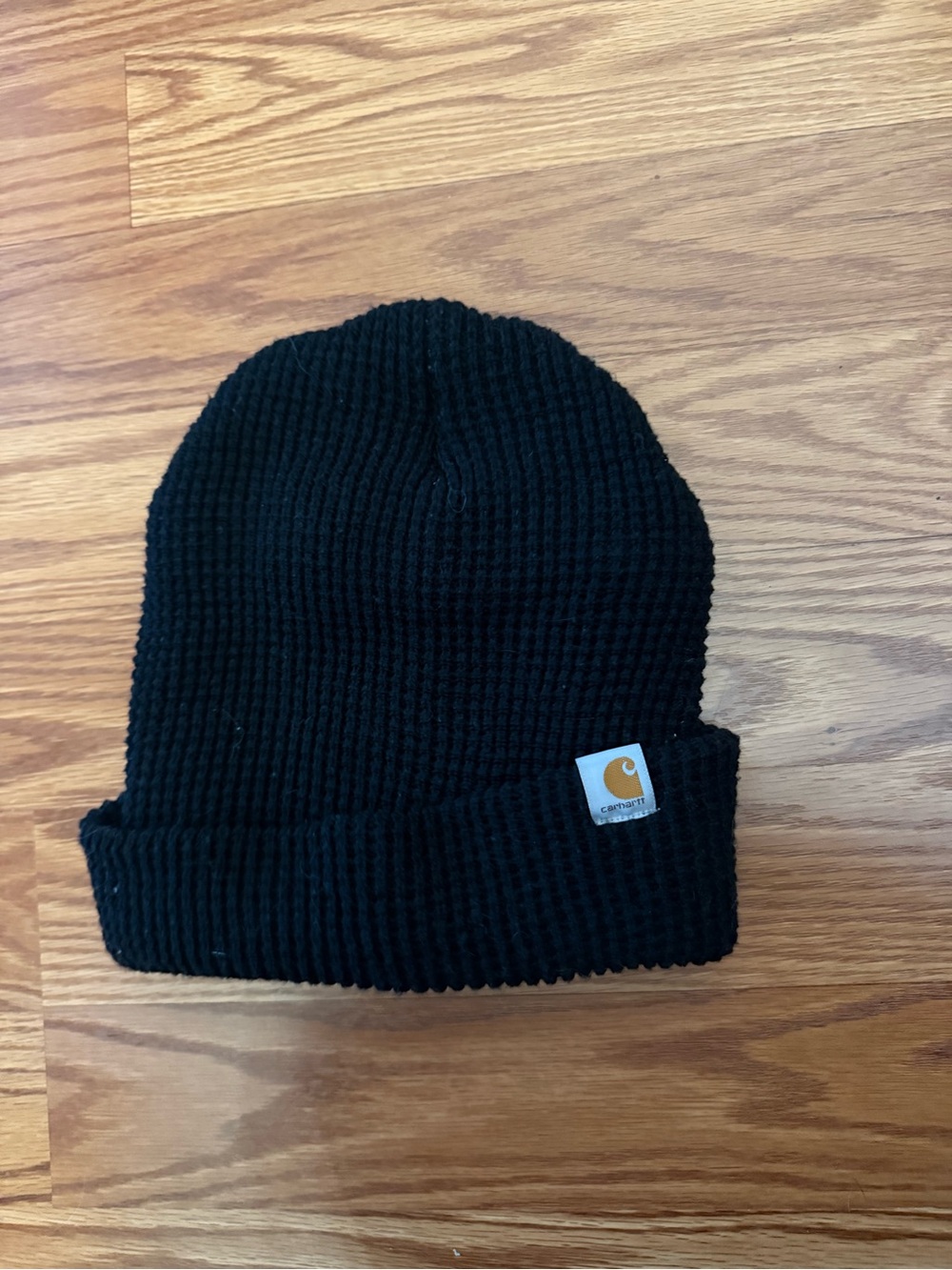 Carhartt Black Ribbed Cuffed Beanie with Logo Patch